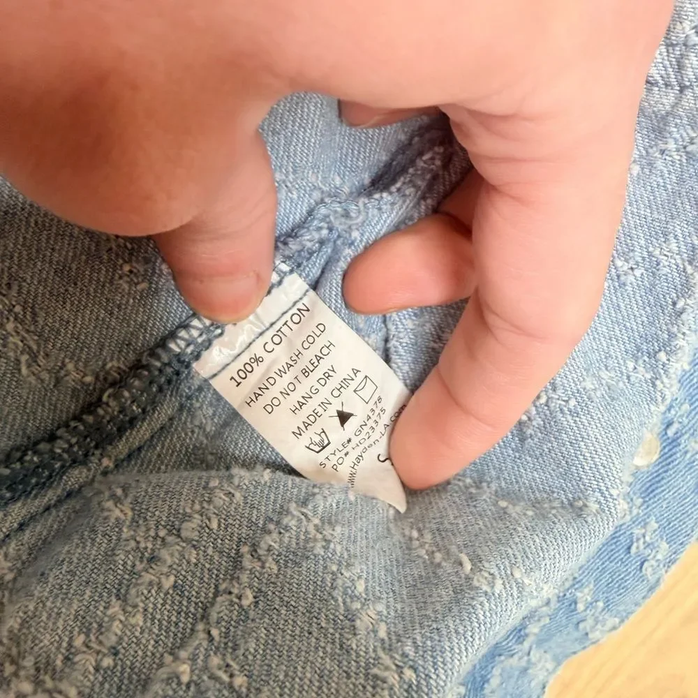 HAYDEN Girls Herringbone Blue Jean Jacket Size Small $65